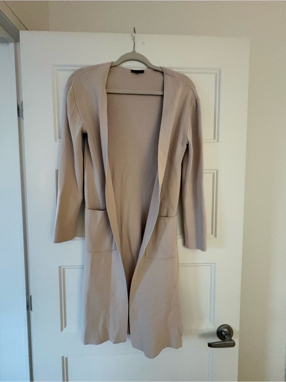 Dynamite Long Open-Front Trench Coat in Light Beige - Picture 2 of 3